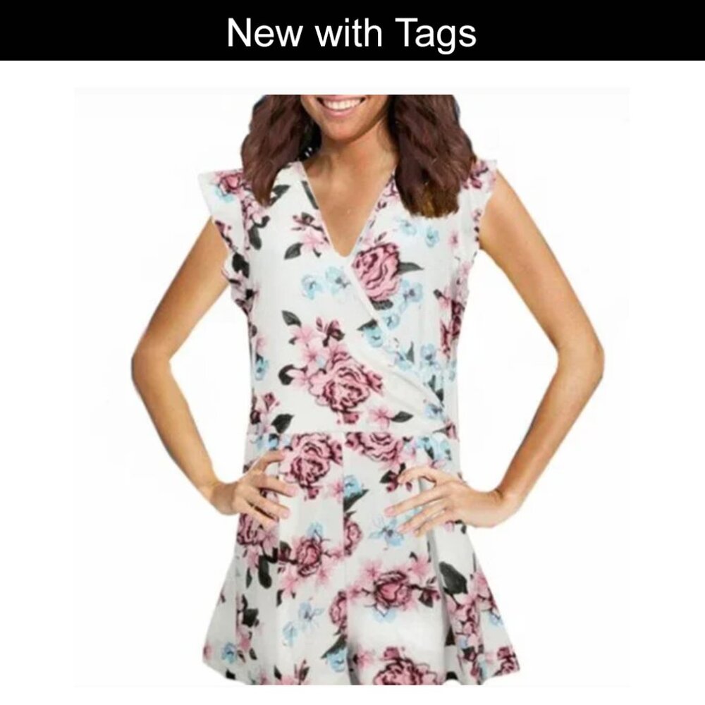 NEW "HOT KISS" Rose White Stretchy Romper Size L